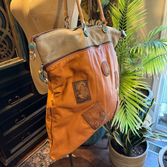 Gabs Cognac Music Hall Art Nouveau patchwork Butter Leather made in Italy - Picture 7 of 16